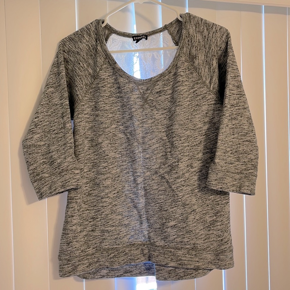 Express shirt, medium, grey and white, cotton with lace on the back